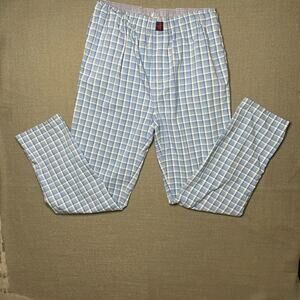 Johnnie-O Surf Skate Lounge Blue Plaid Pants with Pockets The Dude Sz L